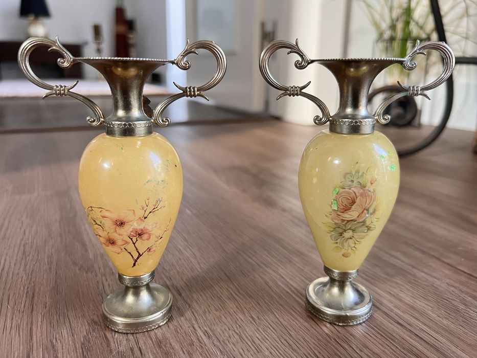 2 X Anforas Alabastro pintadas á mão.