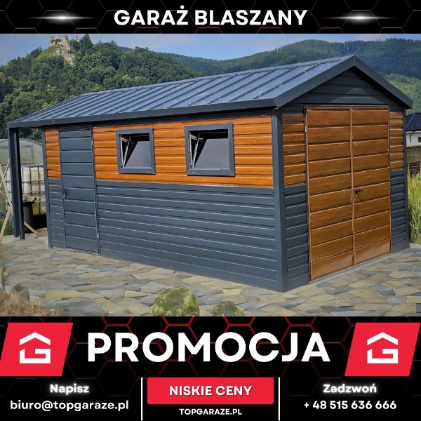 Garaż blaszany schowek ogrodowy 3x6m drewnopodobny garaz magazyn
