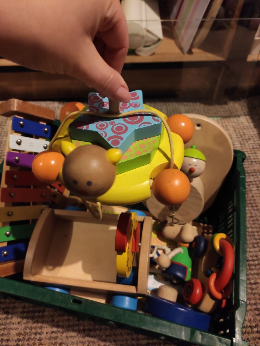 Drewniane zabawki edukacyjne / gryzaki / cymbałki