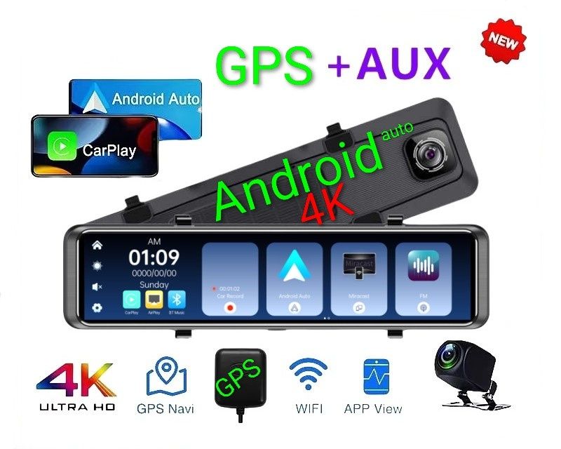 12* 4K зеркало відеореєстратор android зеркало видеорегистратор WiFi