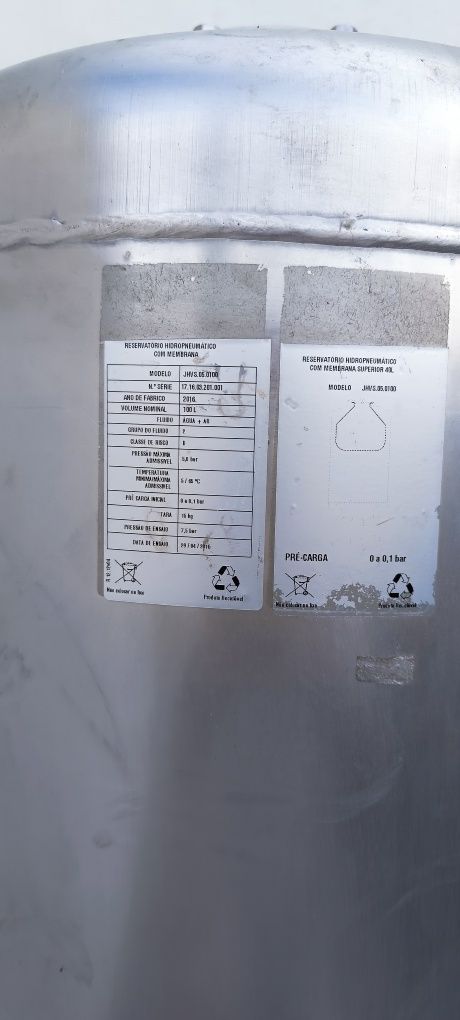 Vaso de expansão inox 100 lts