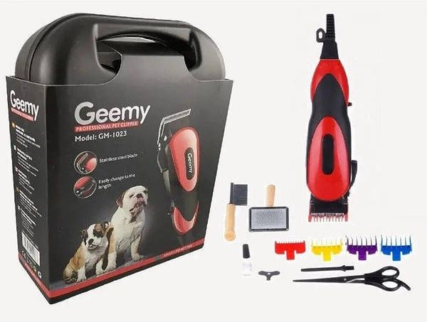 Машинка для груминга Gemei GM-1023, с 4 насадками для стрижки животных