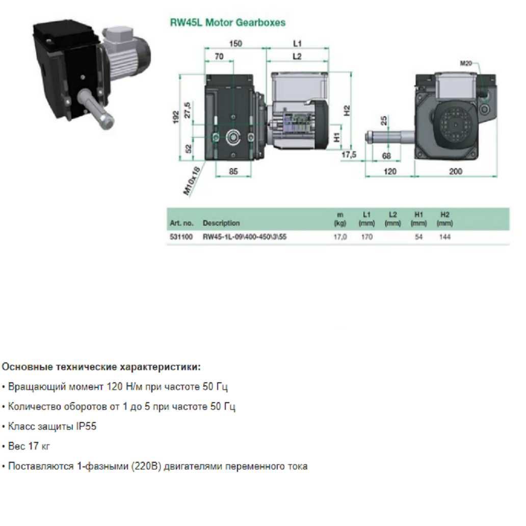 Мотор-редуктор RIDDER RW45-1L-09\230\1\55\IP55