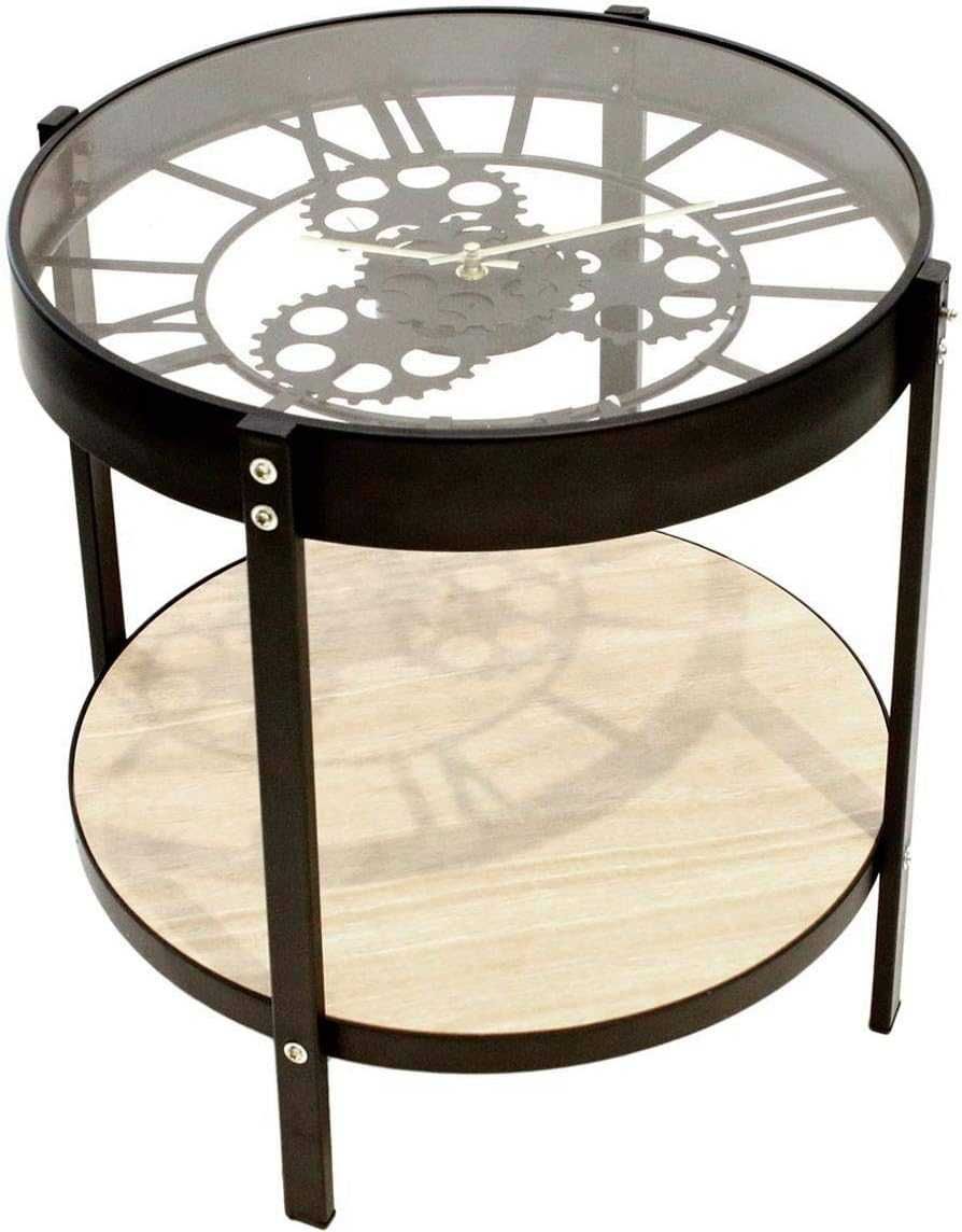 Mesa de centro com relógio a pilha estilo industrial steampunk - NOVO