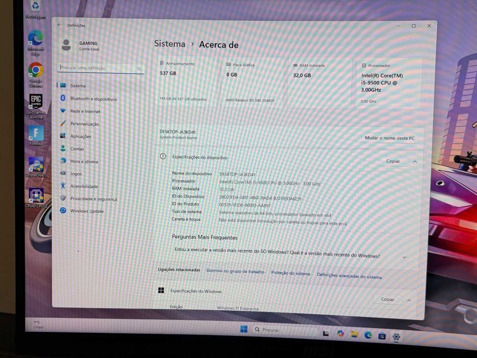 Pc/Gaming Core i5/Ram 32Gb/AMD RX580 8Gb/Monitor Msi 24" Curvo