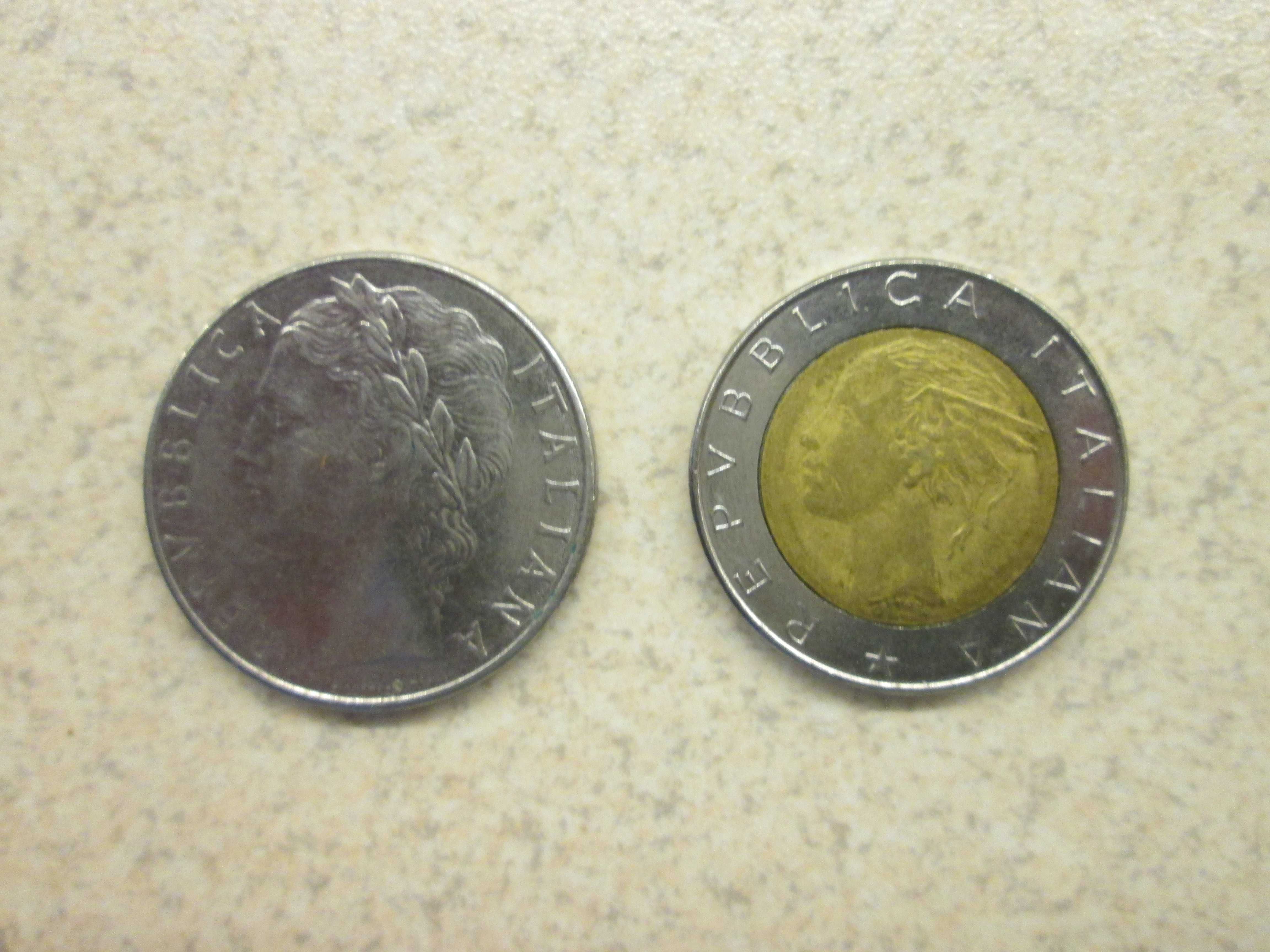 Monety włochy Liry 100 i 500