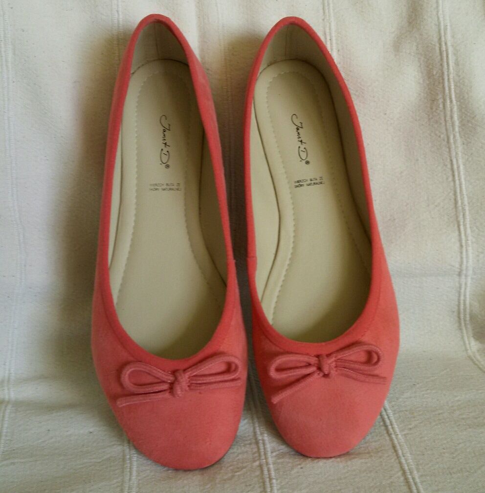 Buty baleriny skórzane zamszowe nowe kolor oranż, Deichmann .