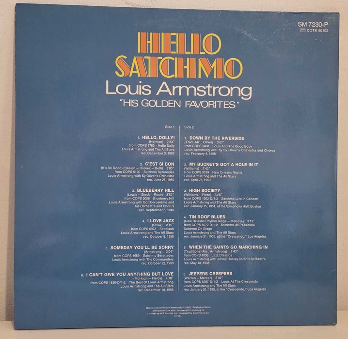 Winyl Hello Satchmo Louis Armstrong "His Golden Favorites"