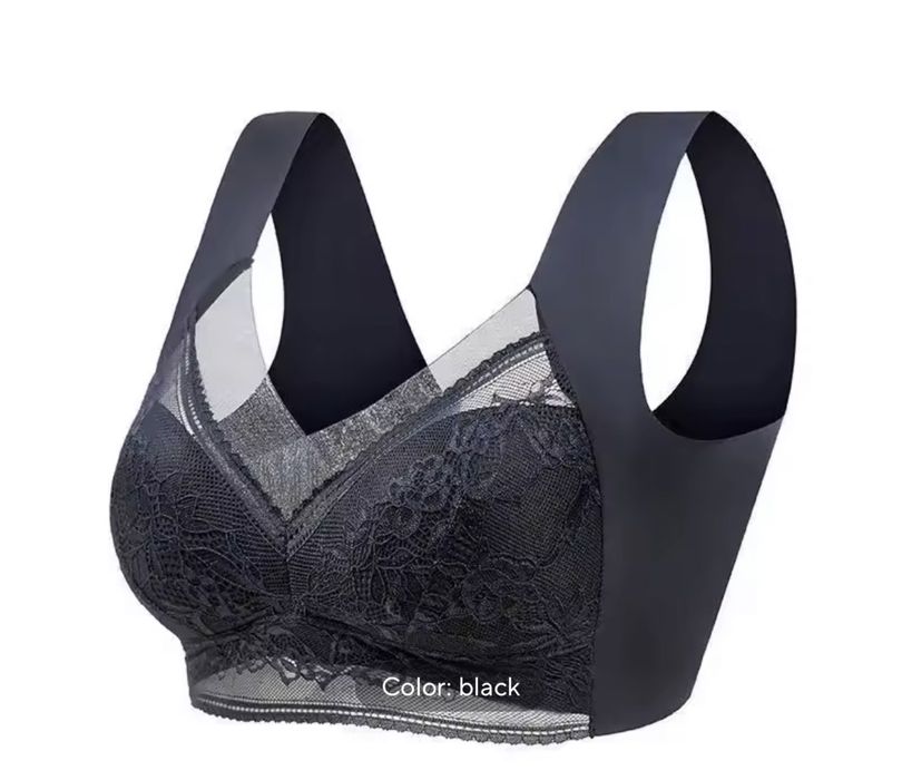 Czarny nowy mięciutki stanik bez fiszbinów z koronką w rozmiarze XXL