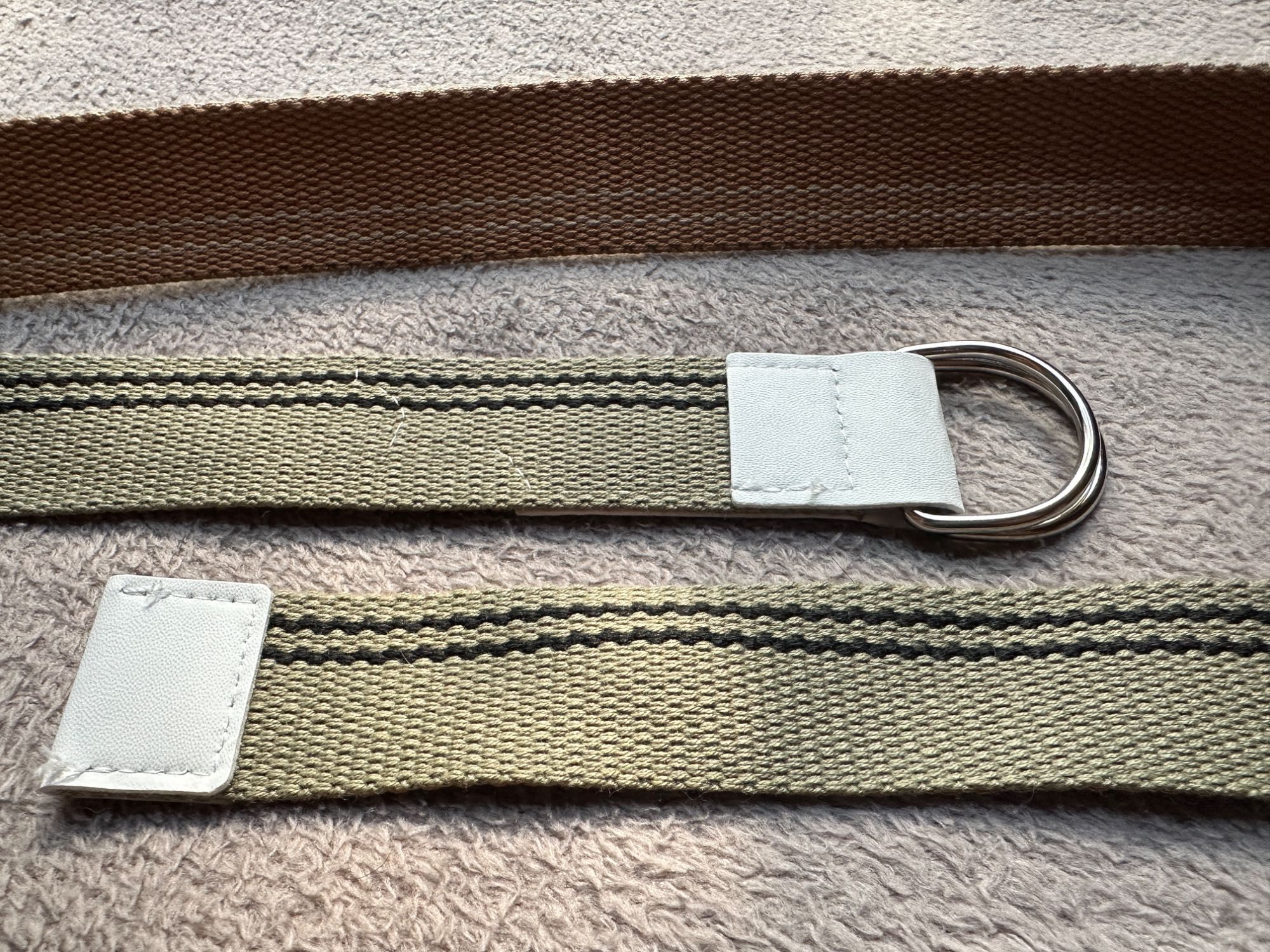 Pasek wiązany parciany klasyczny zielony brązowy khaki 1986 denim