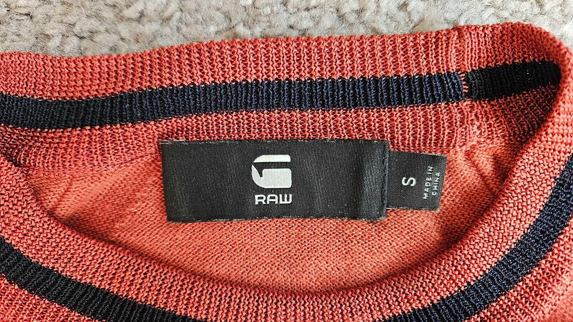 Cienki rudo-pomarańczowy sweter G-Star Raw dobry skład S/36