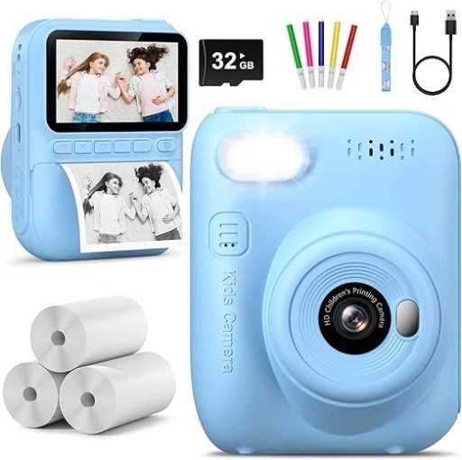 Aparat cyfrowy dla dzieci Kamera 32GB Natychmiastowy aparat Niebieski