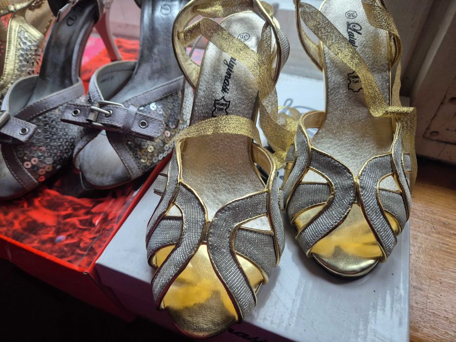 Sandaly 37 złote srebre