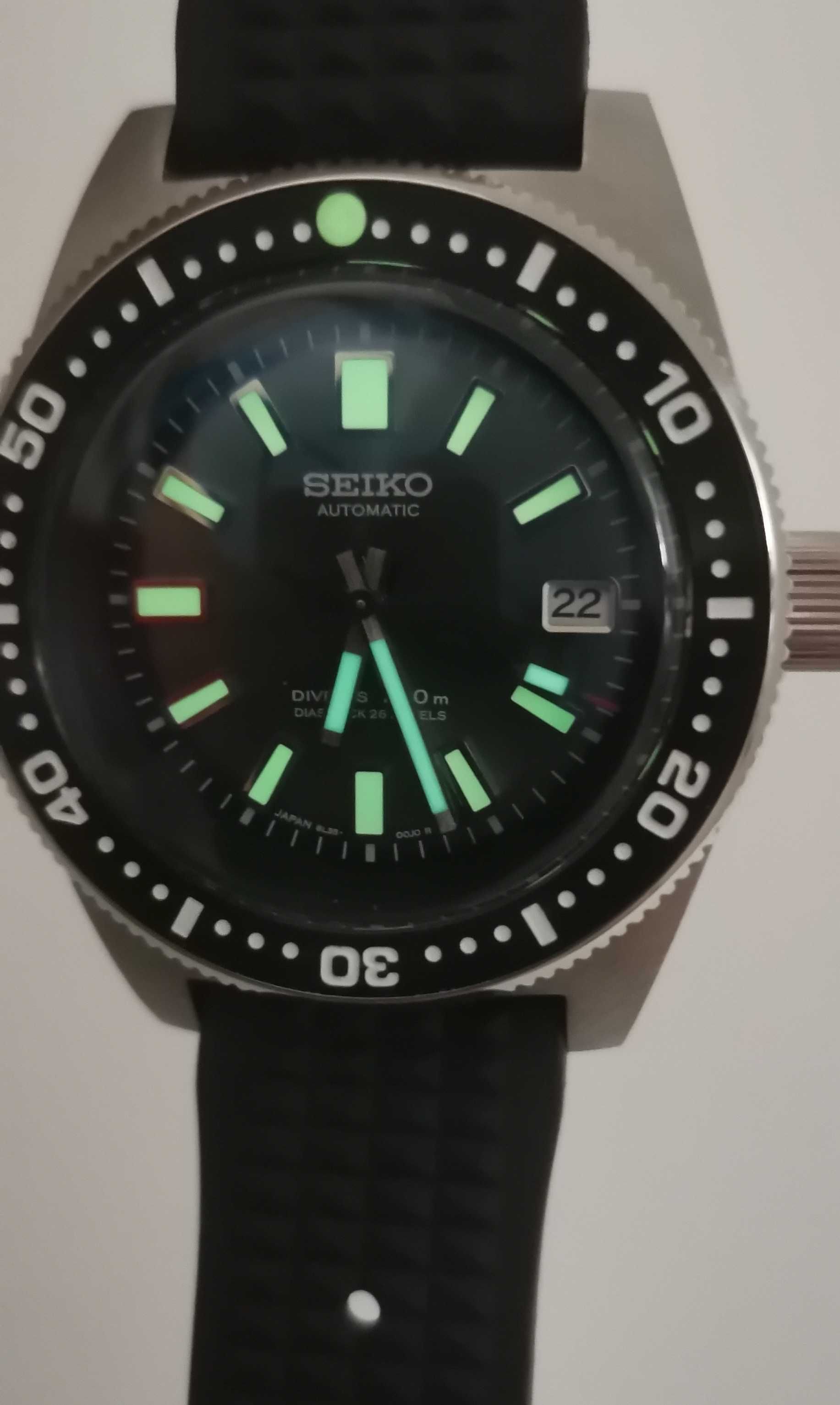 SEIKO mod reencarnação atual 62mas cinza NH35 safira frente e trás