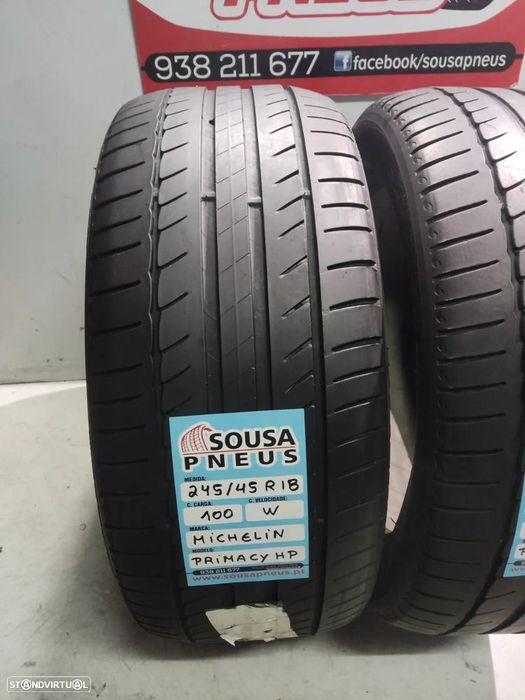 2 pneus semi novos 245-45r18 michelin - oferta dos portes