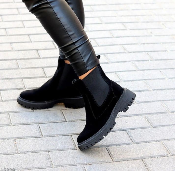 Черевики Челсі зимові, натуральна замша, ботинки челси замш