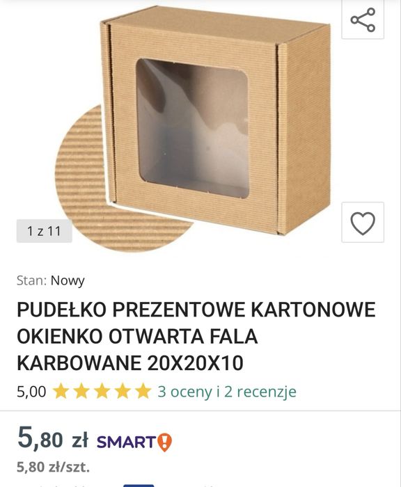 10x Pudełko/opakowanie na prezent karbowane z okienkiem otwarta fala