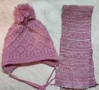 Теплая зимняя шапка и шарф для девочки от 2 и до 5 лет