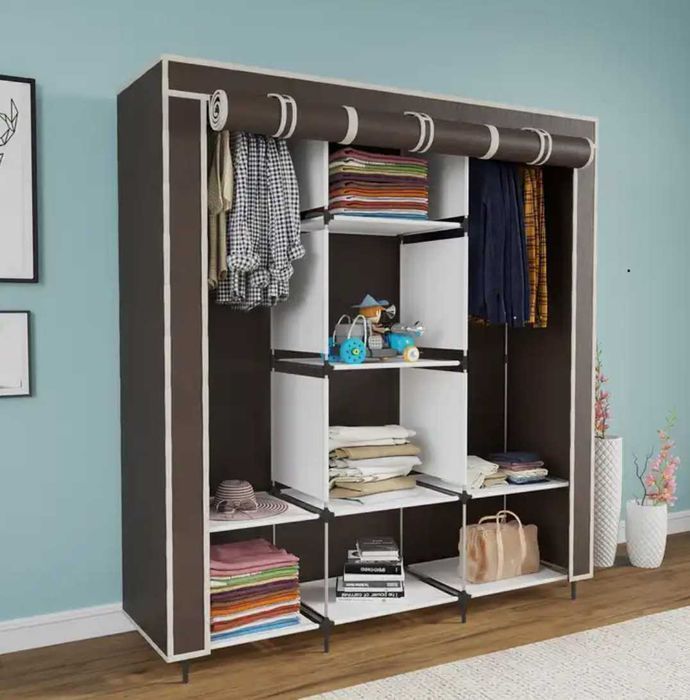 Містка розбірна тканинна шафа органайзер для одягу на 4 секції шкаф