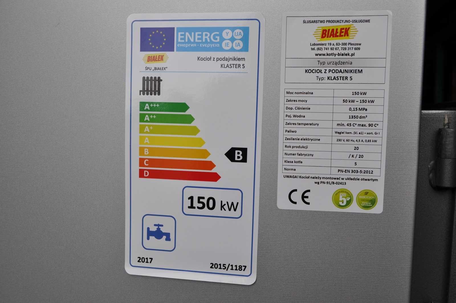 Kocioł z podajnikiem na ekogroszek 150kW wydajny 1700m2 ECODESIGN