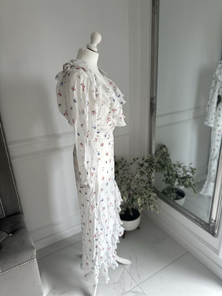 Biała sukienka rozmiar XS kwiaty Massimo dutti