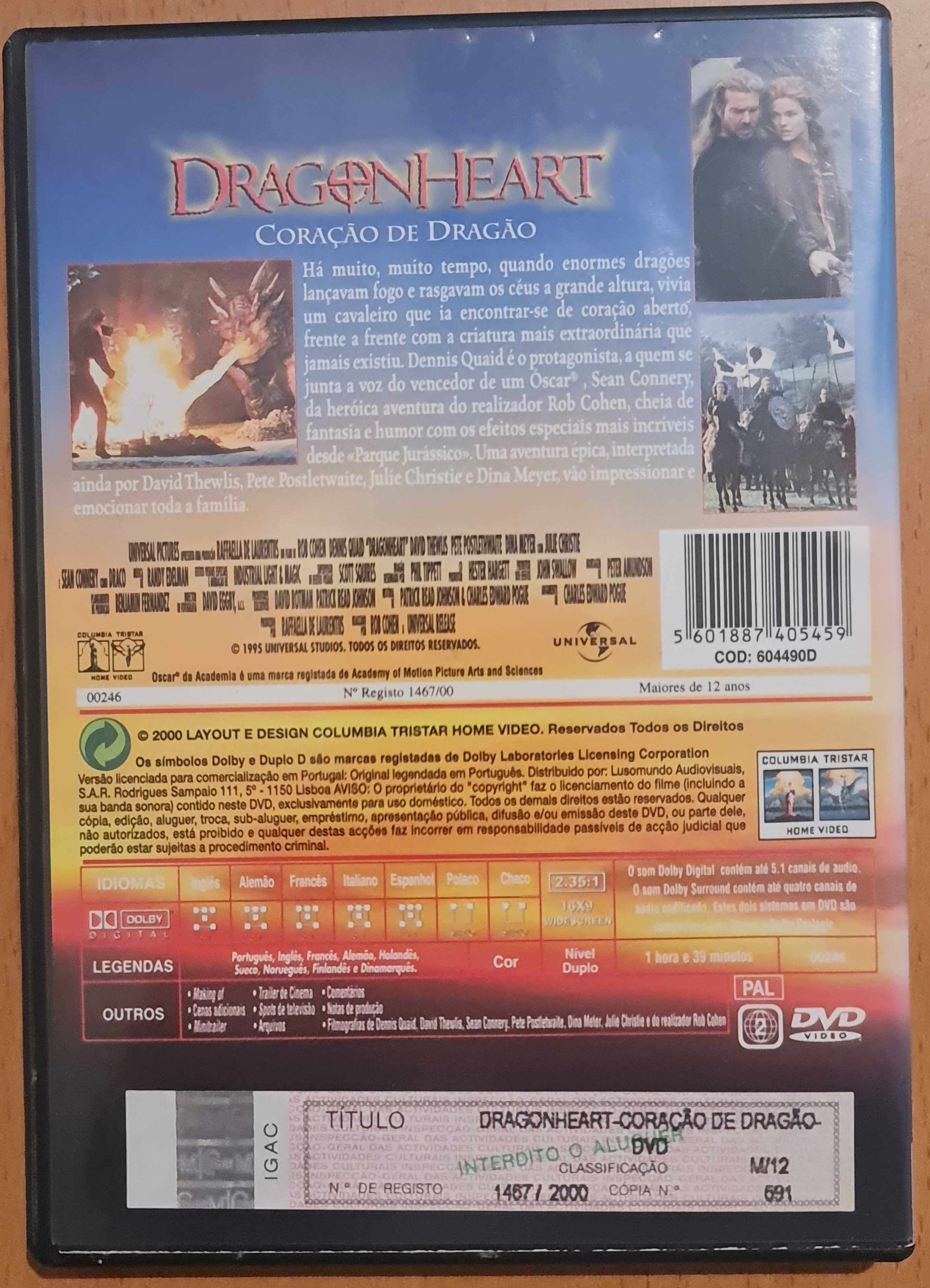 Filme DVD original Dragon Heart - Coração de Dragão