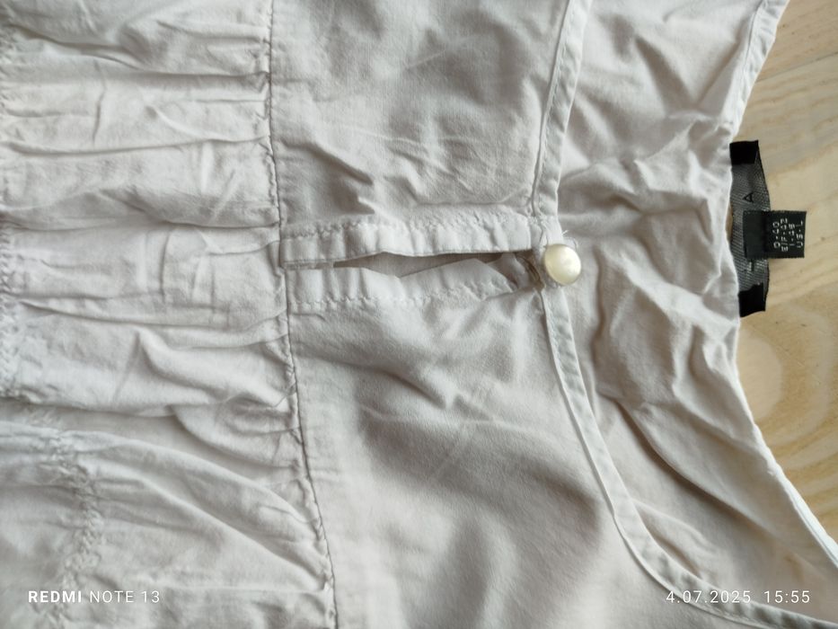 Biała bawełniana przewiewna cienka bluzka koszulka tunika lato letnia