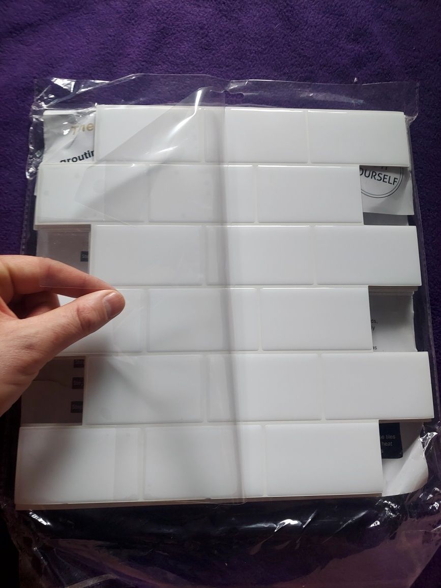 Samoprzylepna biała płytka mozaikowa dekoracyjna 3D 12x12cm do kuchni
