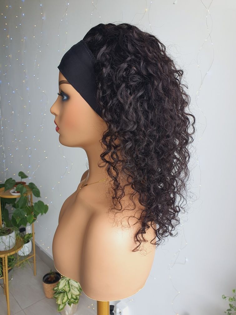 Peruka na opasce z włosów naturalnych loki 45 cm afroloki OP