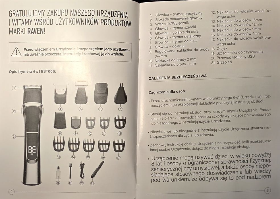 Raven Trymer wielofunkcyjny 6w1 EST006 – NOWY, nieużywany