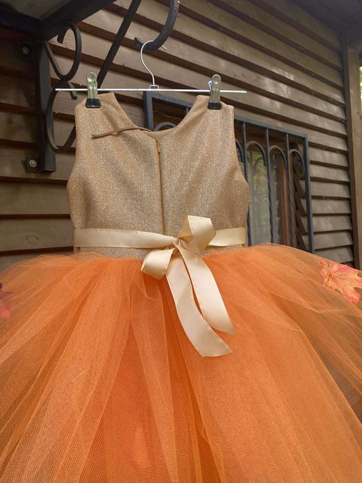 Сукня золота осінь щедра на свято осені помаранчева із листям морква