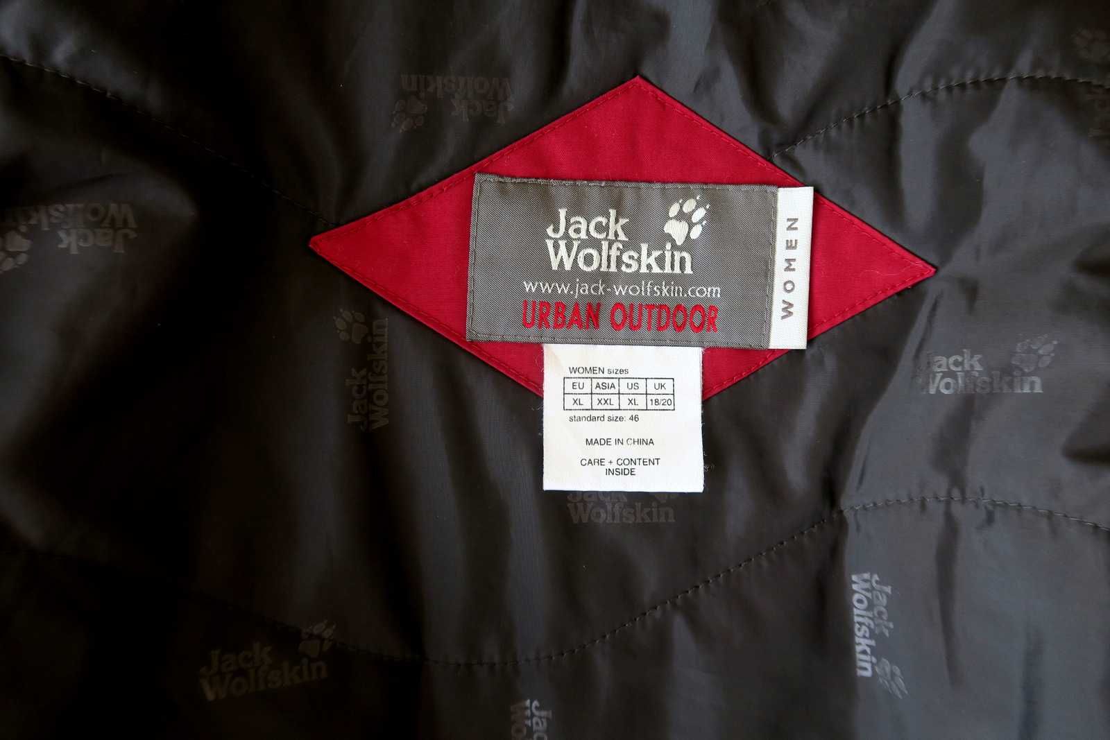 Jack Wolfskin płaszcz czerwony wiśniowy xl 44 ciepły lekki stormlock