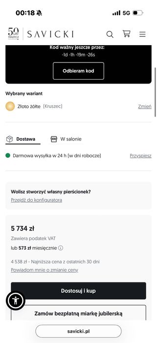 Pierścionek zaręczynowy SAVICKI: złoty, morganit, diamenty