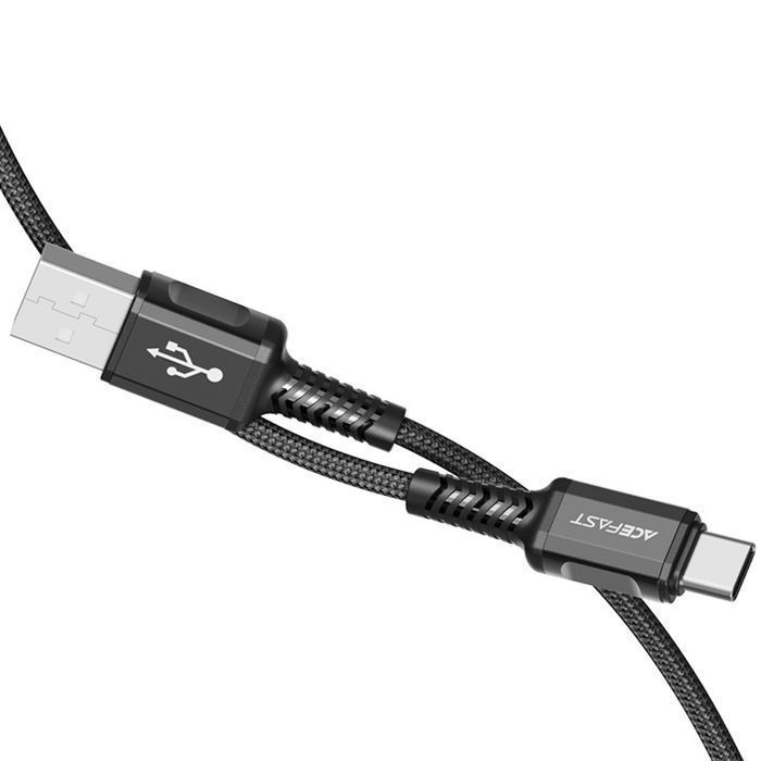 Acefast Kabel Usb - Usb Typ C 1,2M, 3A Czarny (C1-04 Black)