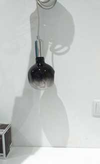 Candeeiro de teto- em metal cromado, lâmpada grande  còr negro  fumado