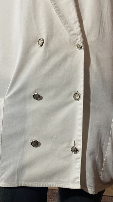 Biały dwurzędowa marynarka bawełna żakiet oversize M L 40