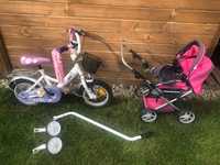 Rower dla dziewczynki + wózek