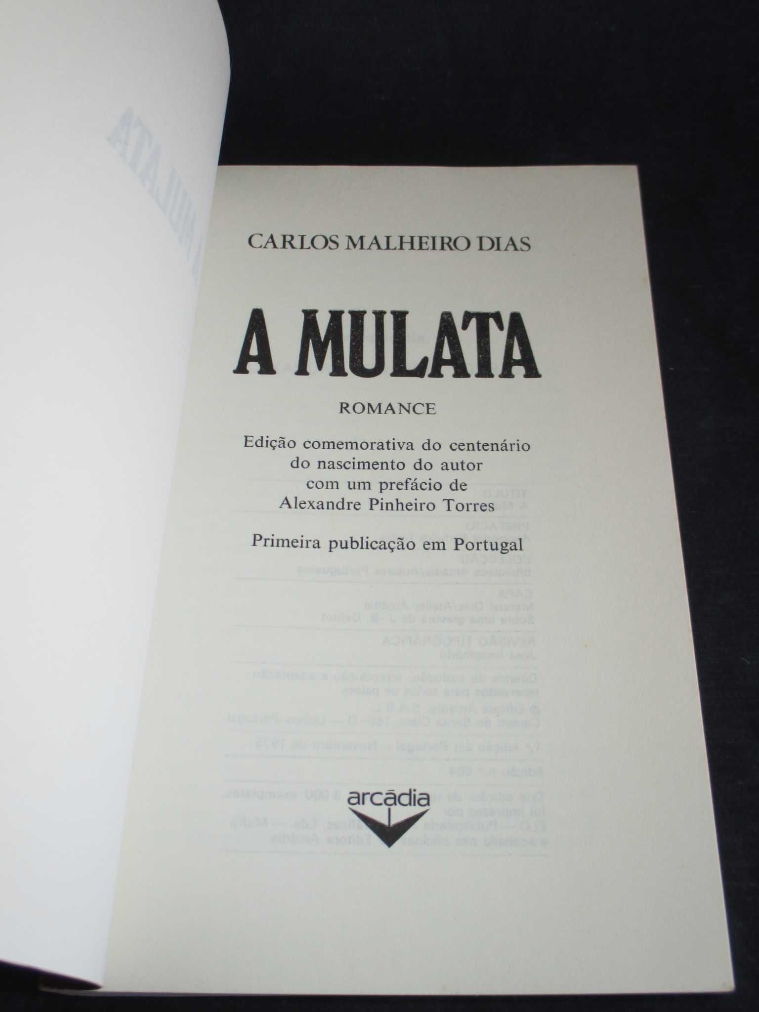 Livro A Mulata Carlos Malheiro Dias Edição Comemorativa 1975