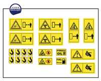 Naklejki Piktogramy ostrzegawcze na koparkę ładowarkę Nalepki Komplet