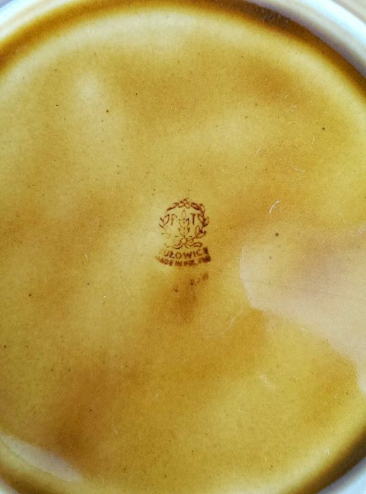 Talerzyk talerz talerzyki deserowe brązowe małe porcelit Tułowice PRL