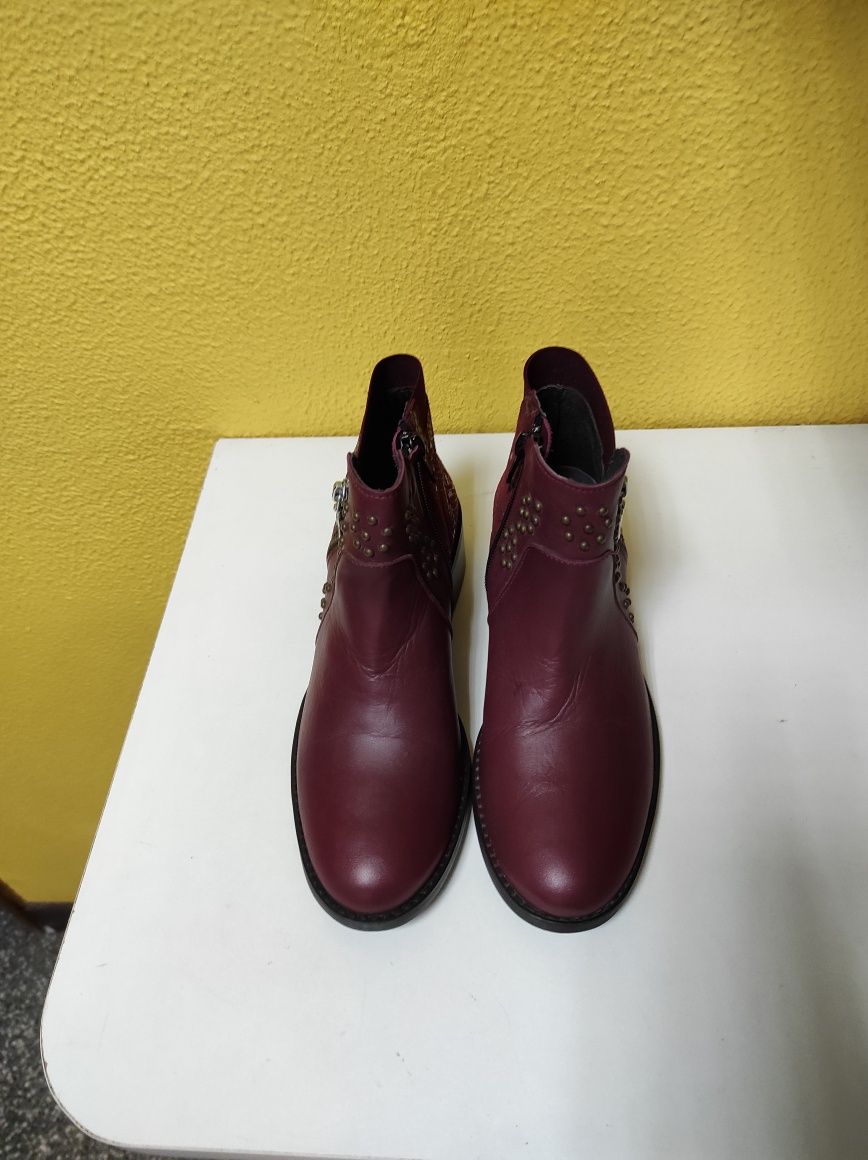 Botins pele Bordeaux  originais