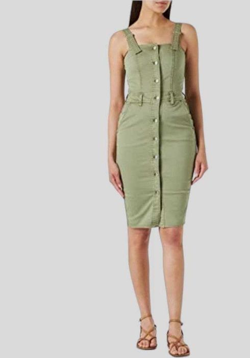 Джинсовый сарафан Esprit на пуговицах цвета хаки, р. XL