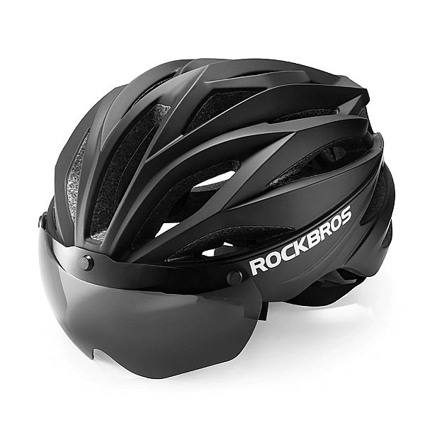Kask rowerowy Rockbros z szybką, odpinane okulary z ochroną UV, unisex