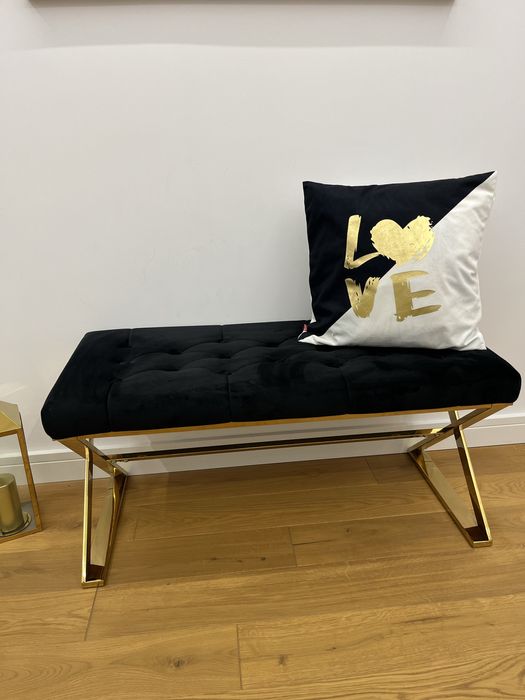 Siedzisko ławeczka glamour czarna złota czarno-złota stan idealny