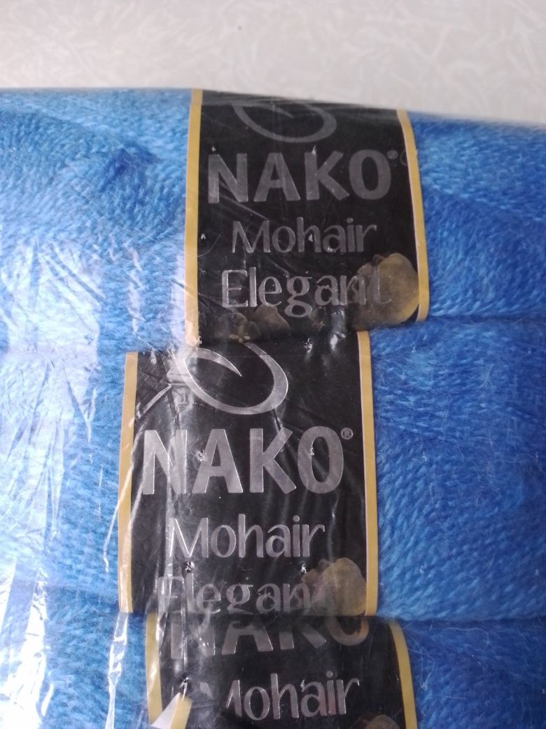 Пряжа Nako мохер  элегант 1256 синяя