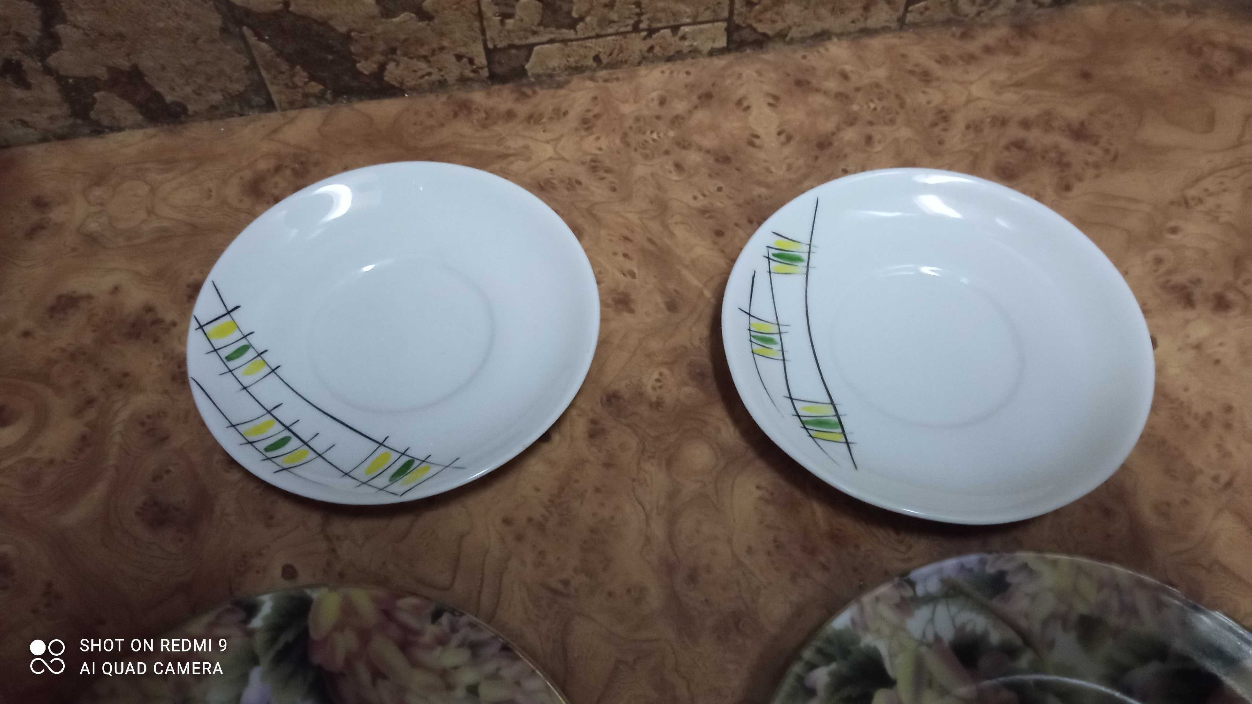 4 ładne talerze z porcelany Affek 2 gratis