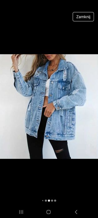 Jasna dżinsowa kurtka jeans jeansowa przetarcia  XS 34