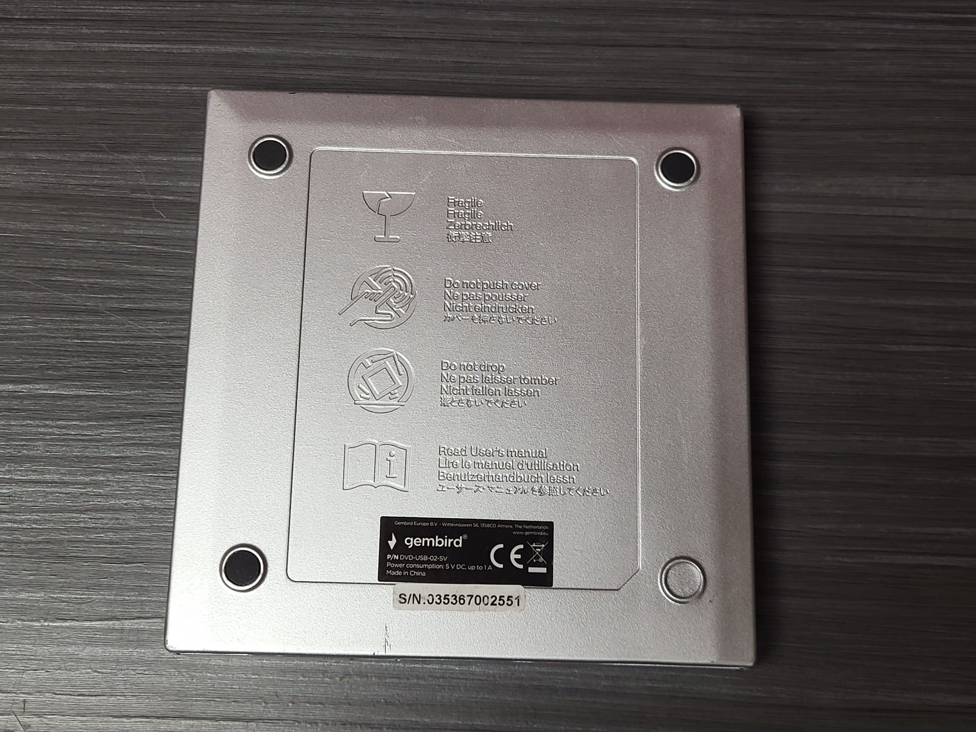 Napęd GEMBIRD DVD-USB-02-SV nagrywarka, odtwarzacz