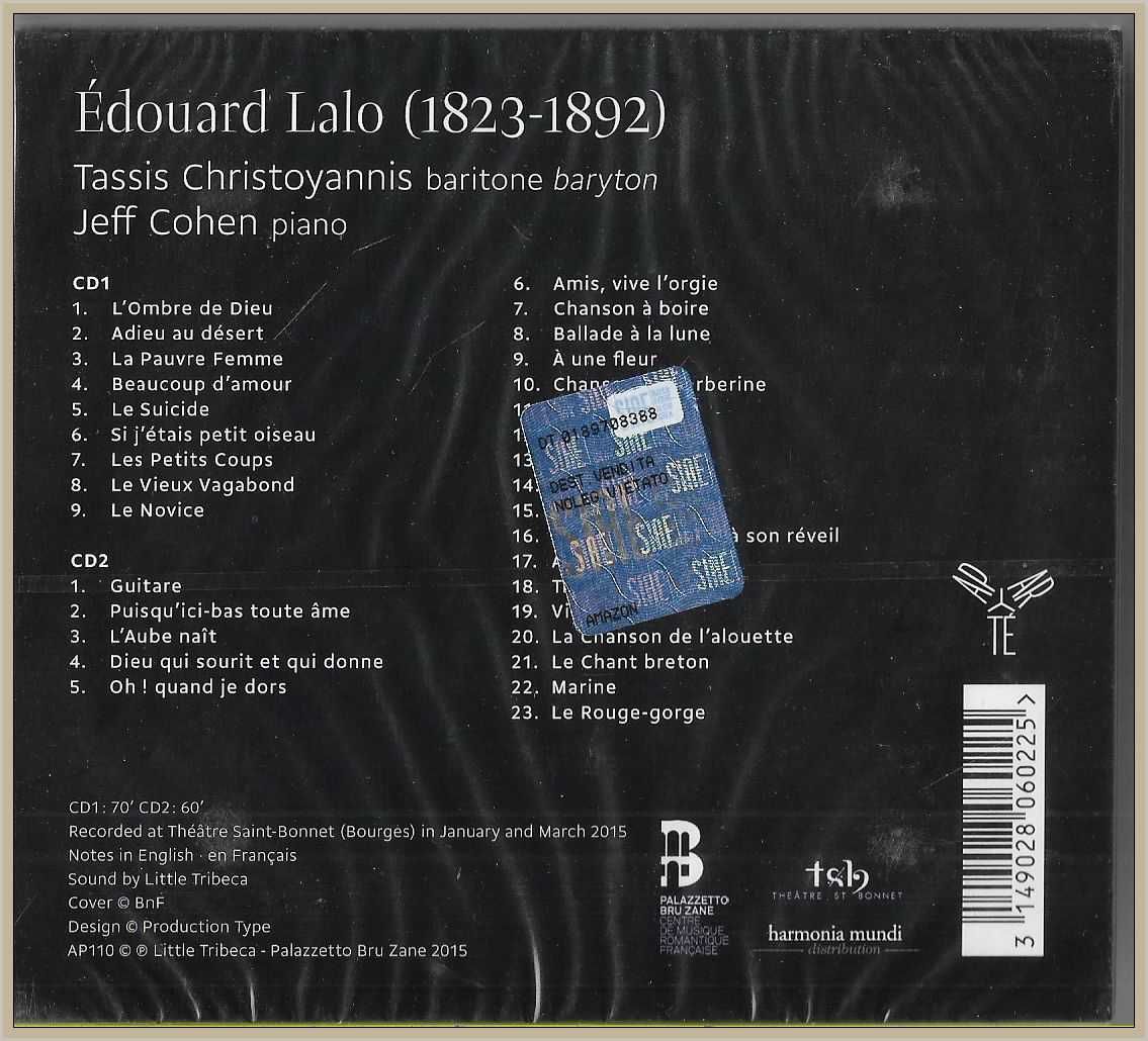 Tassis Christoyannis, Jeff Cohen, Édouard Lalo – Complete Songs (2CD)