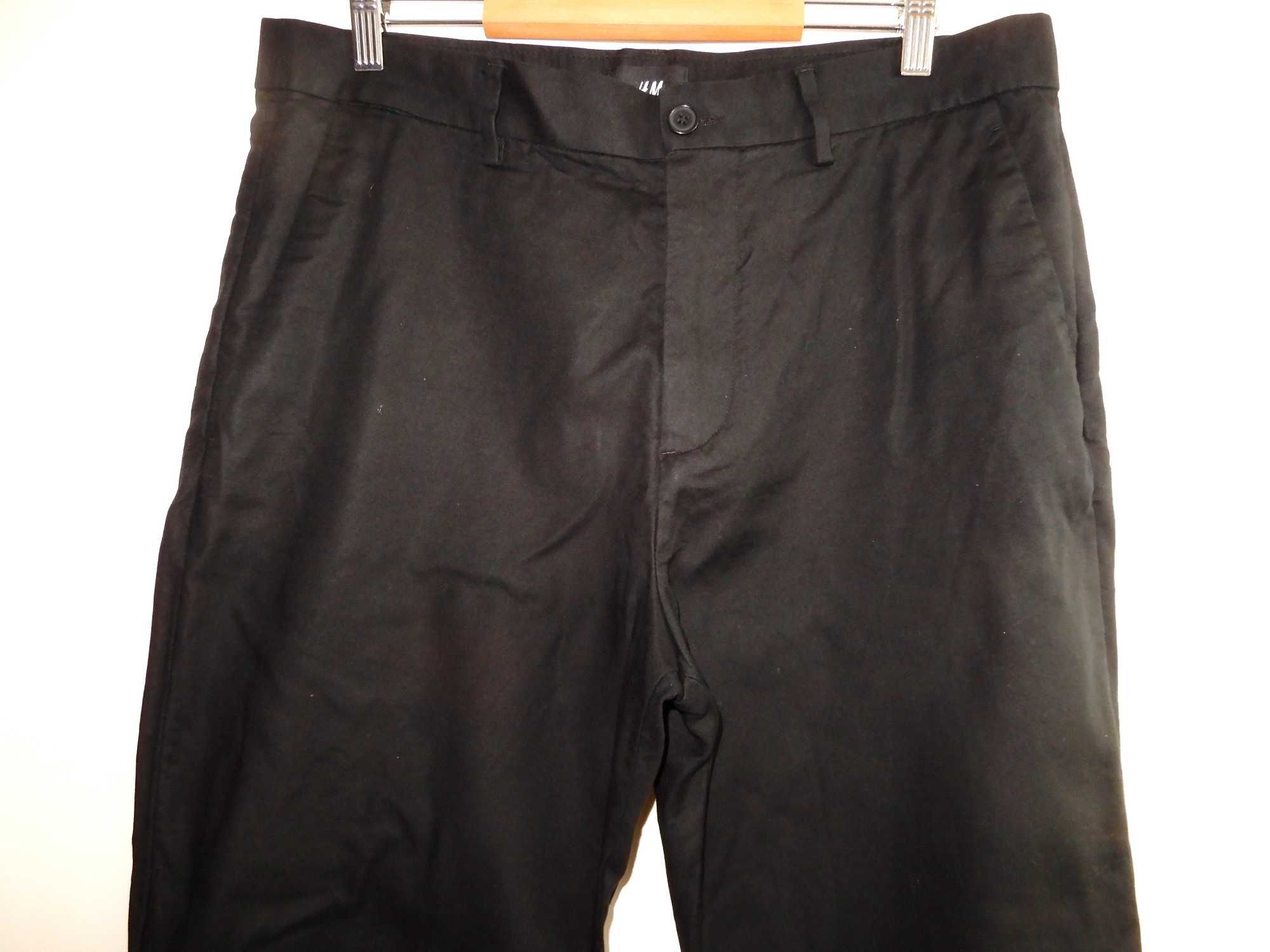 Spodnie chinosy czarne bawełna długie H&M 52